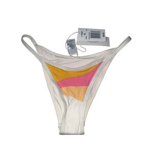 LSPACE Daybreak Bottom Bitsy‎ Bikini Swimsuit XS White Rainbow Stripe Low Rise